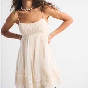 Embroidered Babydoll Mini Dress